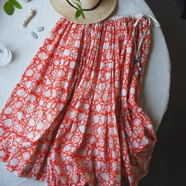 画像1: 海辺の花束　gather skirt (1)